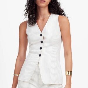 Madewell Elegant White Pinstripe Vest